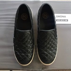 Black Quilted Slip-On Shoes